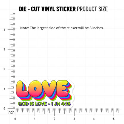 Christian Faith Sticker - God Is Love 1 John 4:16 Y2K Bubble Art