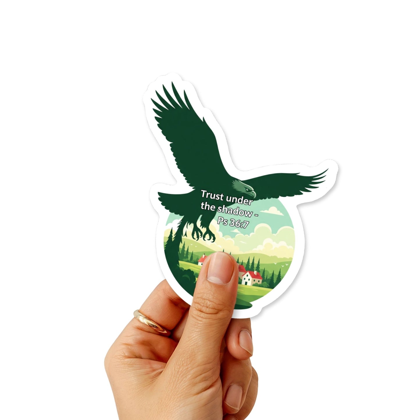 Trust Under the Shadow Psalm 36 7 Christian Bible Verse Sticker