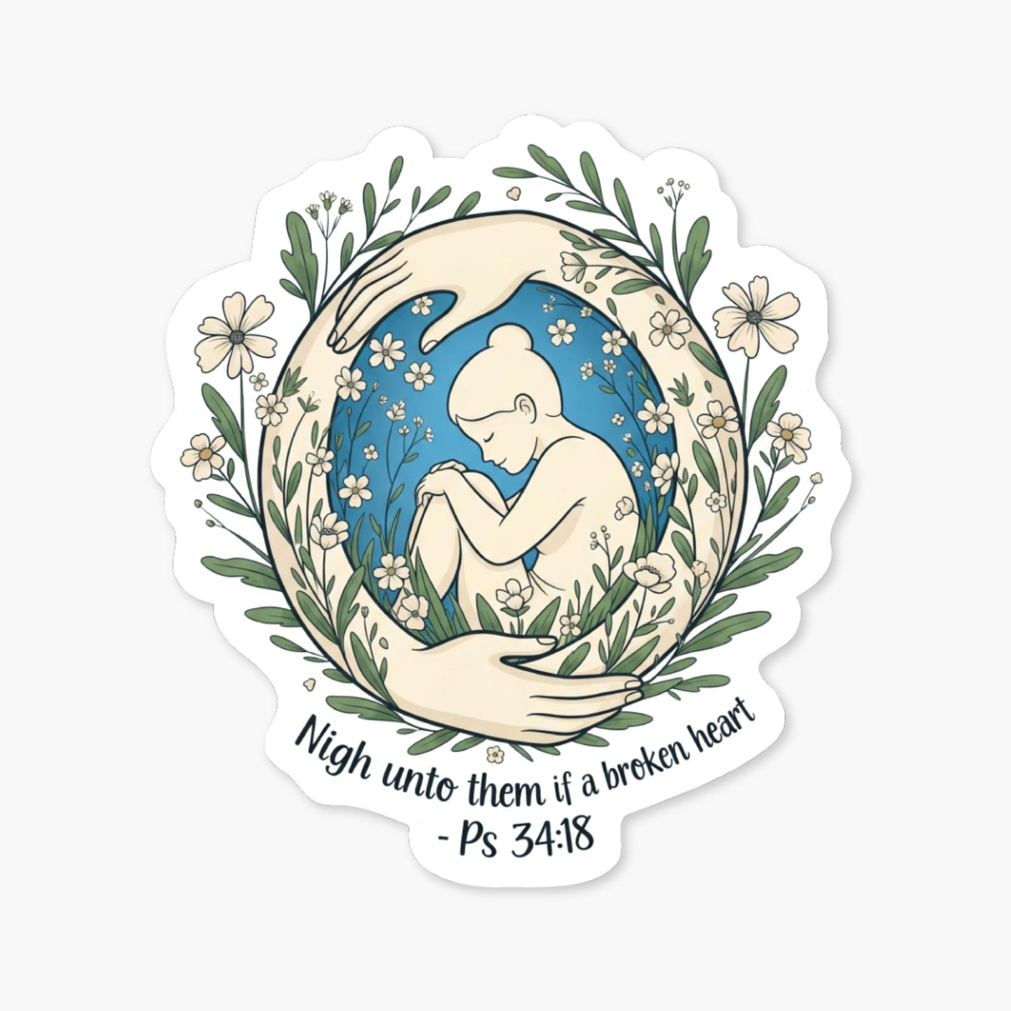 Christian Encouragement Sticker - Psalm 34 18 Broken Heart Decal