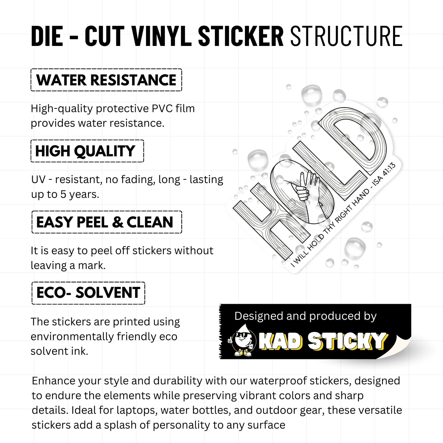 Christian Faith Sticker - Isaiah 41:13 God Will Hold Thy Hand Decal