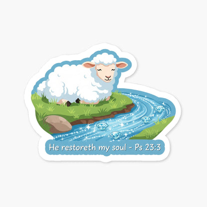 Christian Faith Sticker - He Restoreth My Soul Psalm 23:3