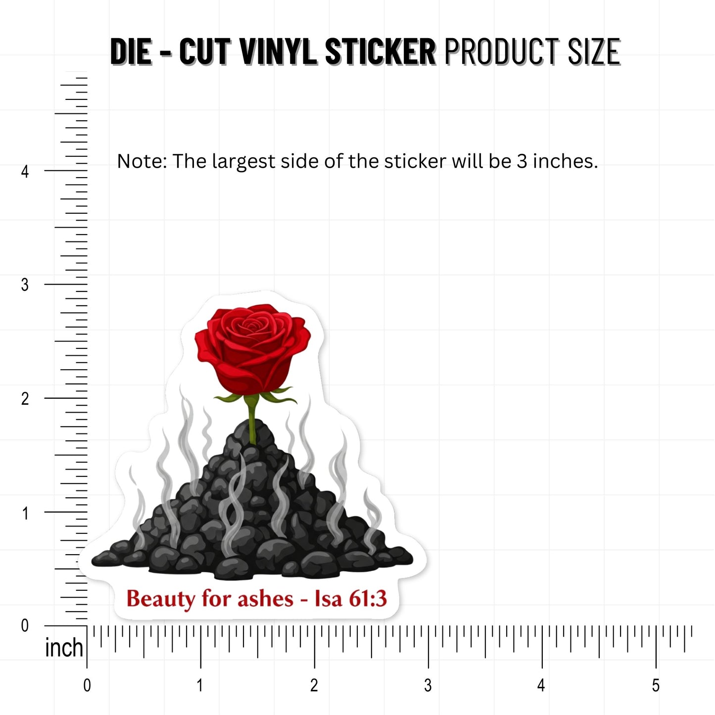 Beauty for Ashes Isaiah 61:3 Sticker - Floral Rose Aesthetic