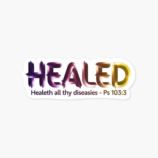 Christian Bible Verse Sticker - Healed Psalm 103:3 Gradient Vinyl