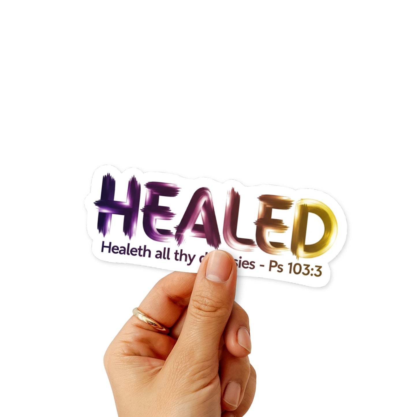 Christian Bible Verse Sticker - Healed Psalm 103:3 Gradient Vinyl