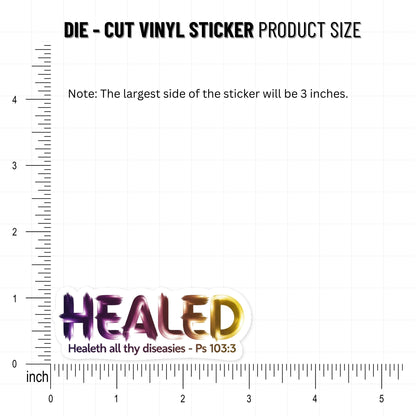 Christian Bible Verse Sticker - Healed Psalm 103:3 Gradient Vinyl