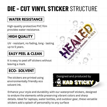 Christian Bible Verse Sticker - Healed Psalm 103:3 Gradient Vinyl