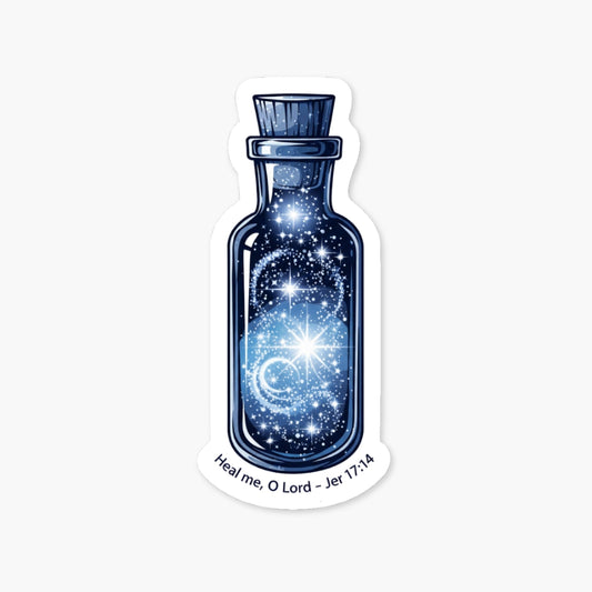 Jeremiah 17:14 Christian Sticker - Heal Me Vintage Vial Design