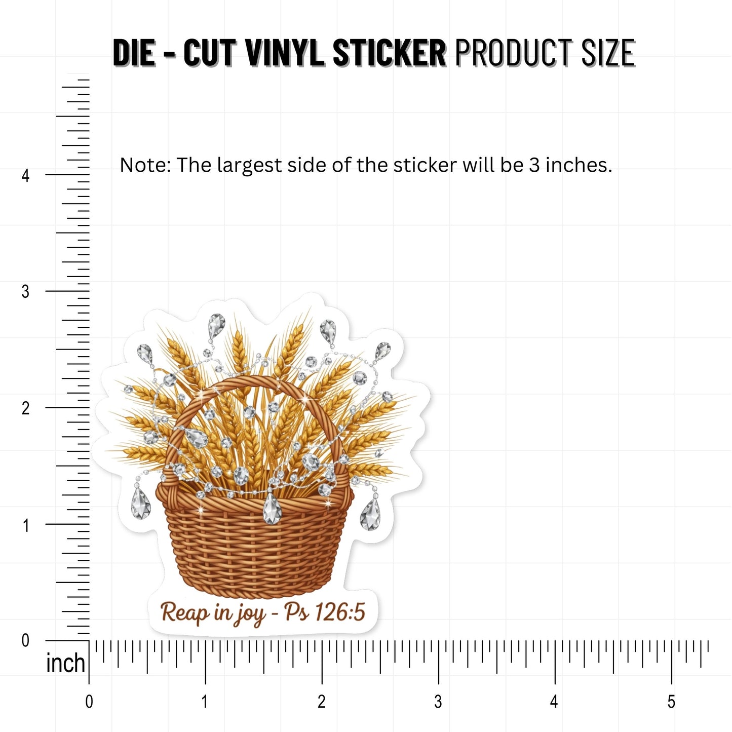 Psalm 126 5 Sticker - Reap in Joy Wheat Basket Bible Verse Decal