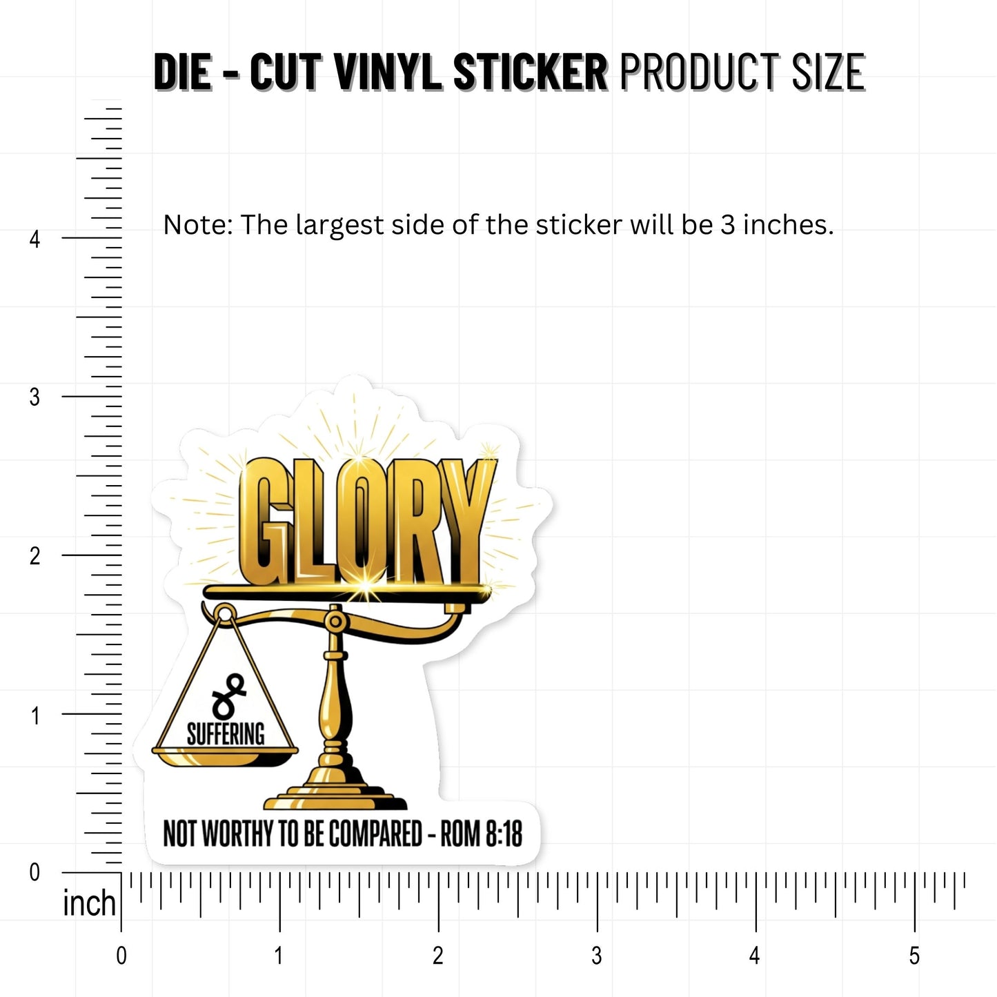 Romans 8:18 Christian Sticker - Glory vs Suffering Scales Design