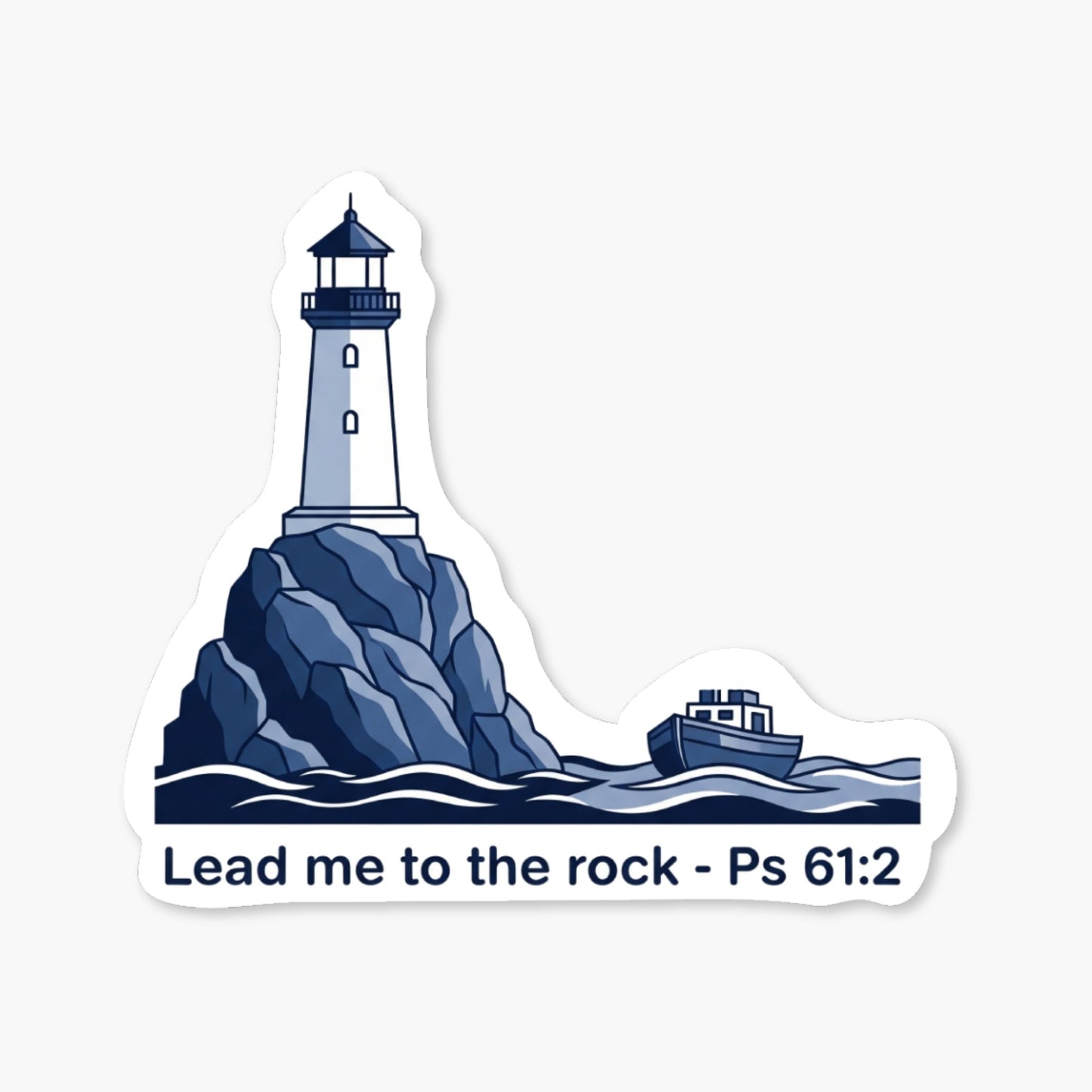 Lead Me to the Rock Psalm 61:2 Christian Faith Sticker - Nautical