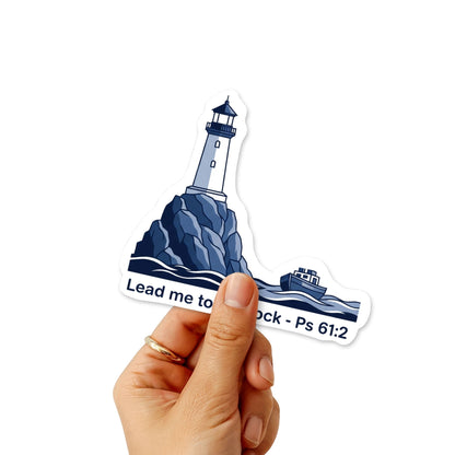 Lead Me to the Rock Psalm 61:2 Christian Faith Sticker - Nautical