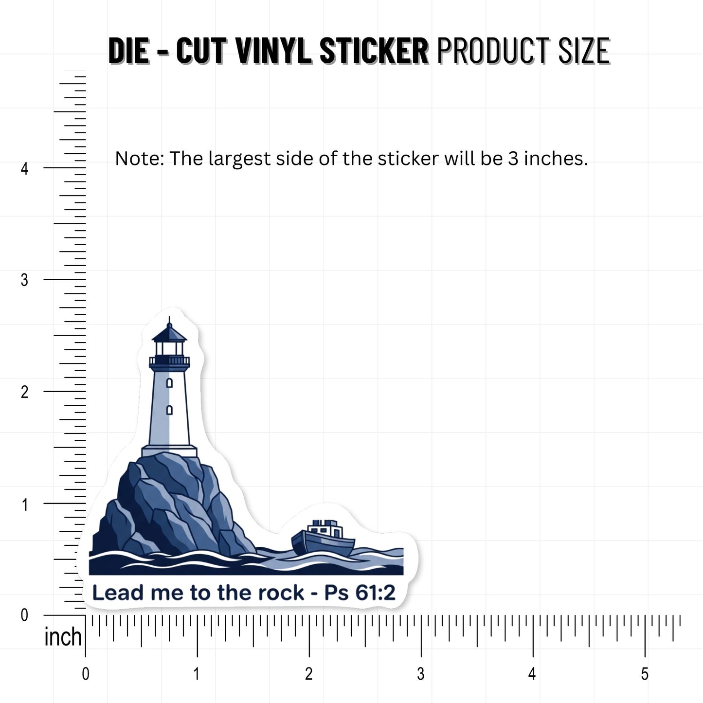 Lead Me to the Rock Psalm 61:2 Christian Faith Sticker - Nautical