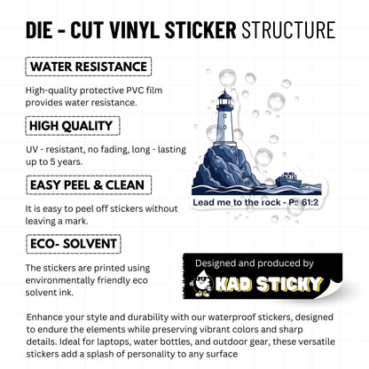 Lead Me to the Rock Psalm 61:2 Christian Faith Sticker - Nautical