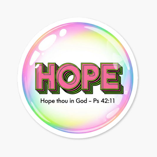 Christian Bible Verse Sticker - Hope Thou in God Psalm 42 Y2K Style
