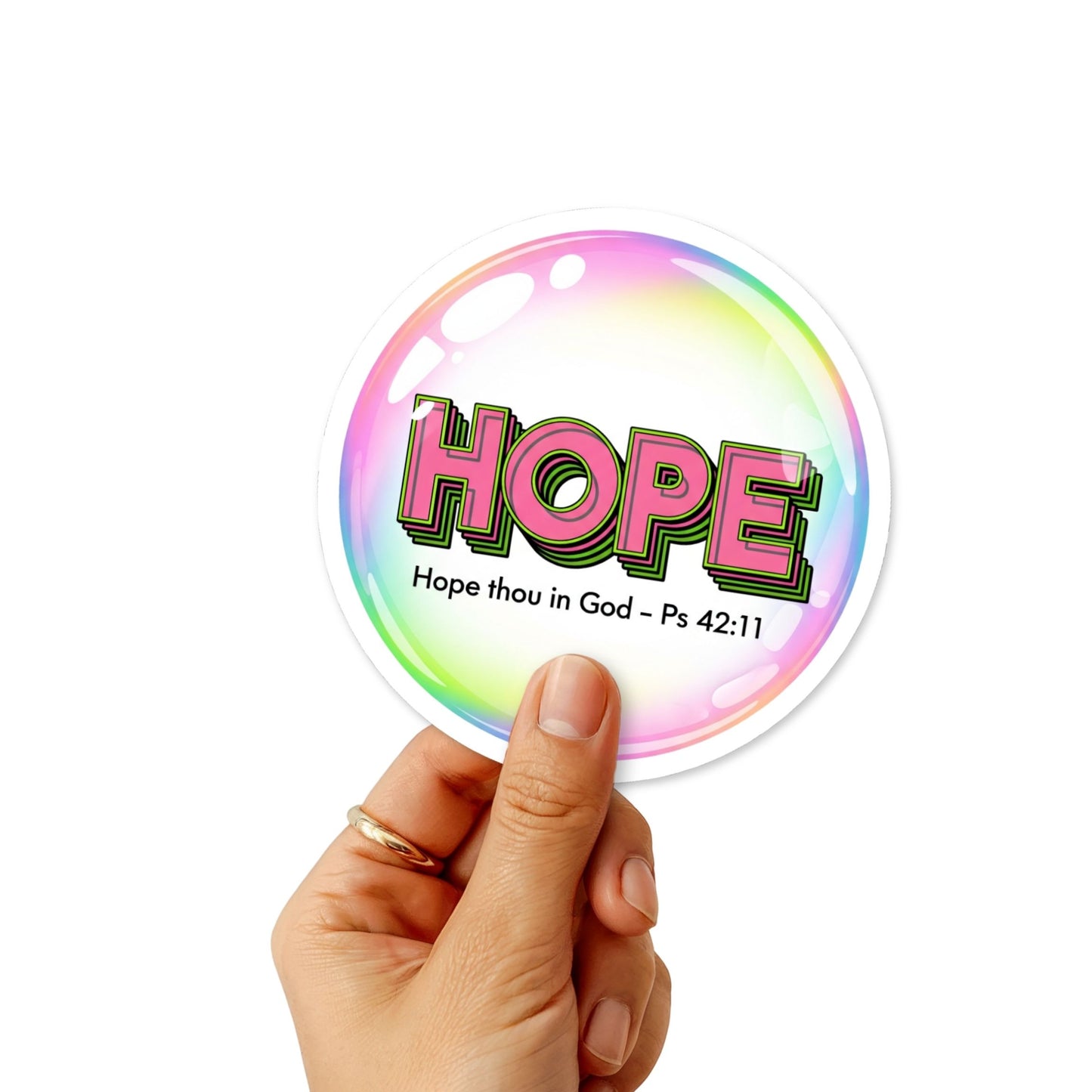 Christian Bible Verse Sticker - Hope Thou in God Psalm 42 Y2K Style