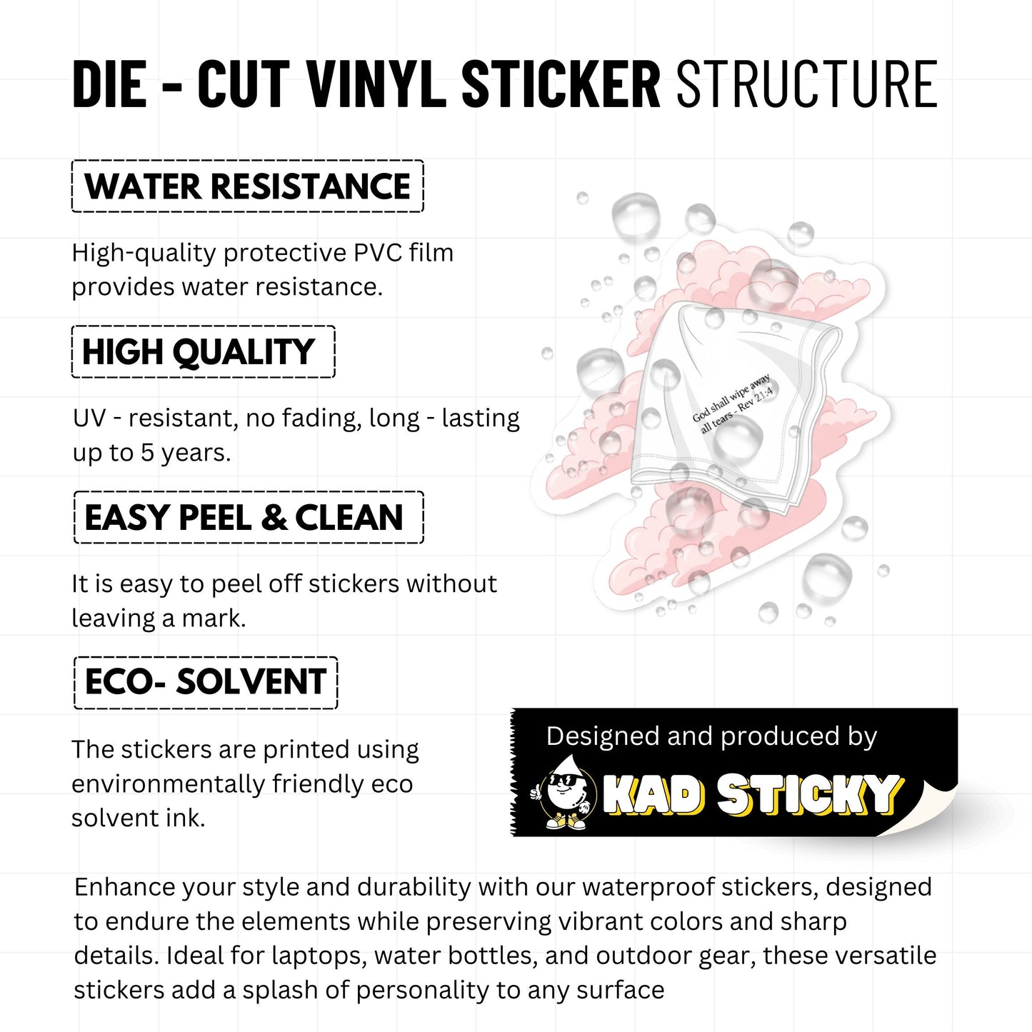 Revelation 21:4 Bible Verse Sticker - God Wipe Away All Tears