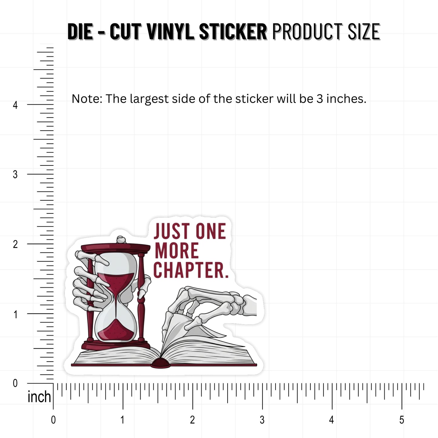 Book Lover Sticker - Just One More Chapter Skeleton Vinyl