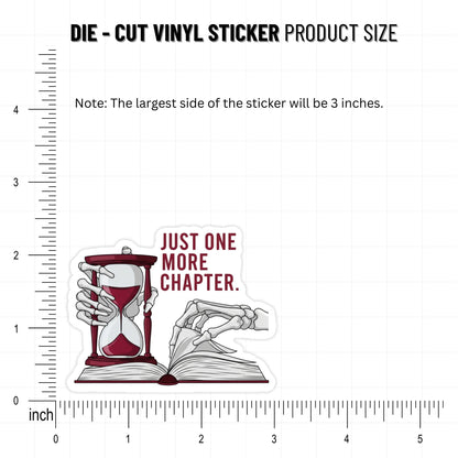 Book Lover Sticker - Just One More Chapter Skeleton Vinyl