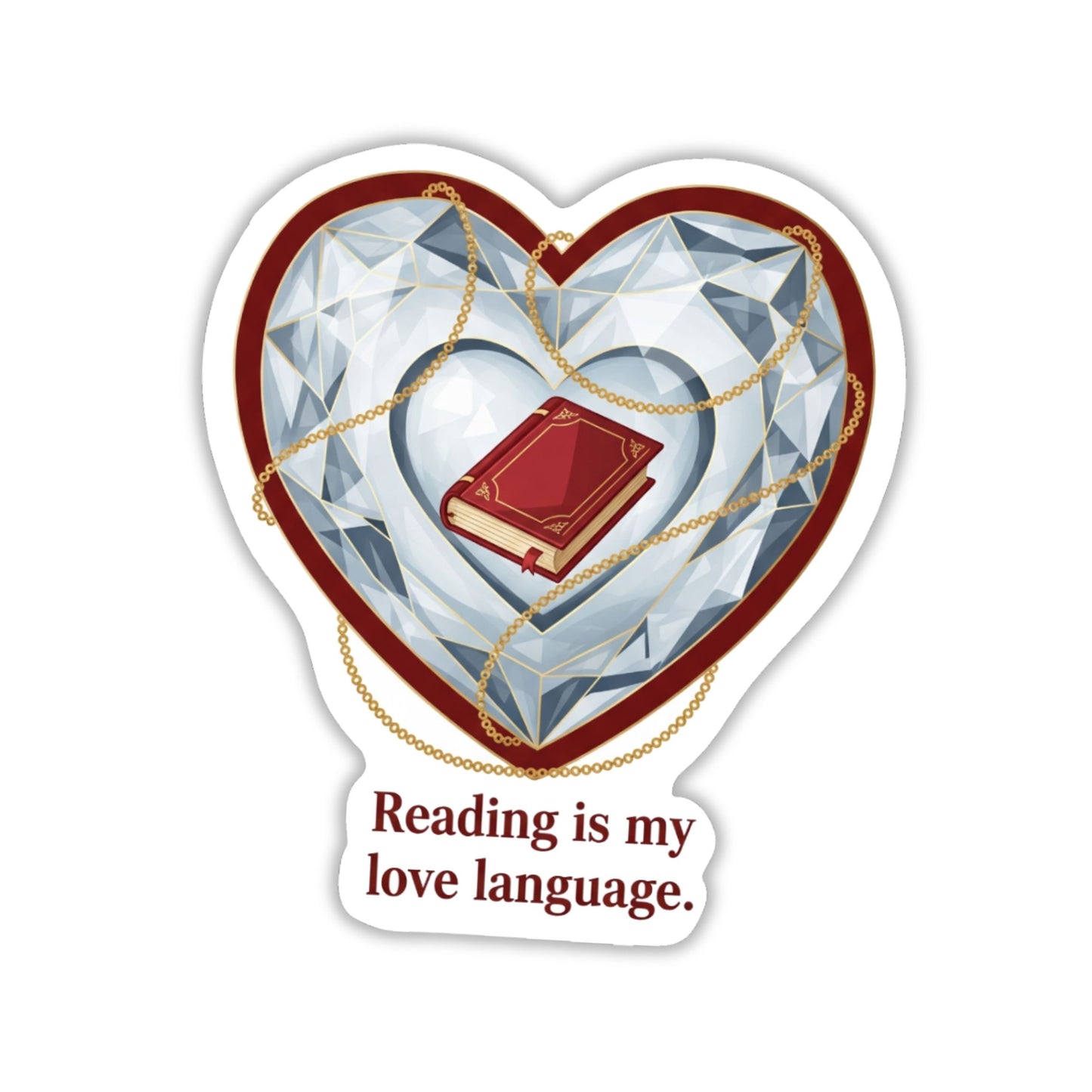 Reading is My Love Language Book Lover Sticker - Gothic Heart Vinyl