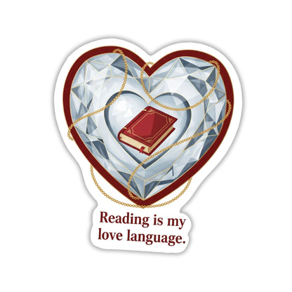 Reading is My Love Language Book Lover Sticker - Gothic Heart Vinyl