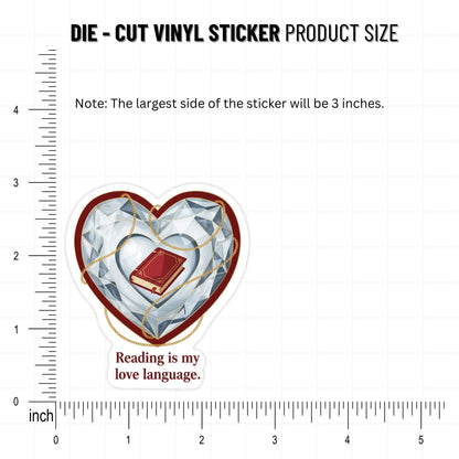 Reading is My Love Language Book Lover Sticker - Gothic Heart Vinyl