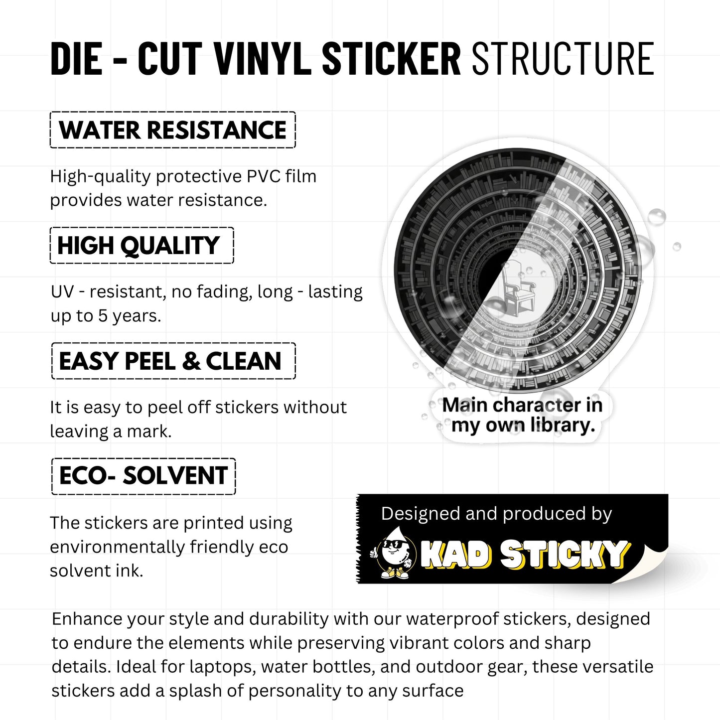 Book Lover Sticker - Main Character In My Own Library Design