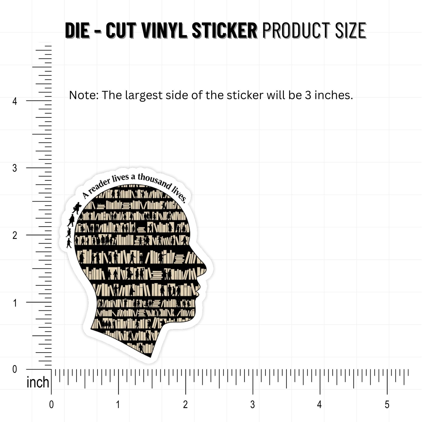 Bookish Silhouette Sticker - A Reader Lives a Thousand Lives