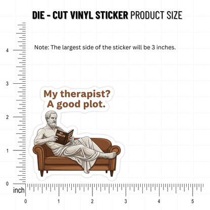 Bookish Sticker - My Therapist? A Good Plot Dark Academia Decal