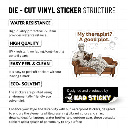 Bookish Sticker - My Therapist? A Good Plot Dark Academia Decal