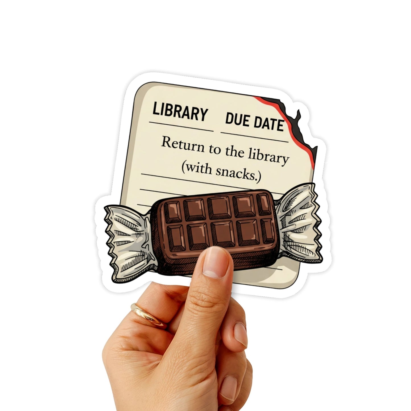 Bookish Stickers - Return to the Library Card Snacks Decal