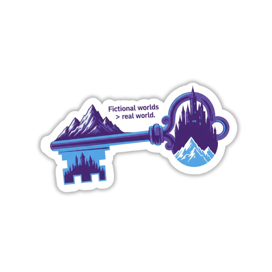 Fictional Worlds Sticker - Surreal Castle Key Book Lover Decal