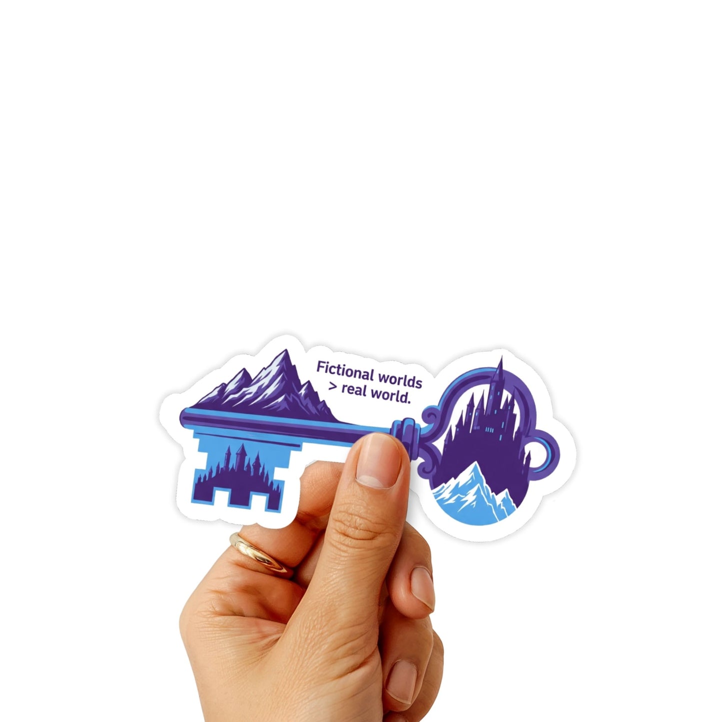 Fictional Worlds Sticker - Surreal Castle Key Book Lover Decal