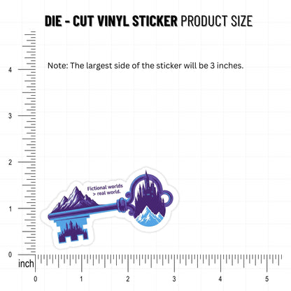 Fictional Worlds Sticker - Surreal Castle Key Book Lover Decal