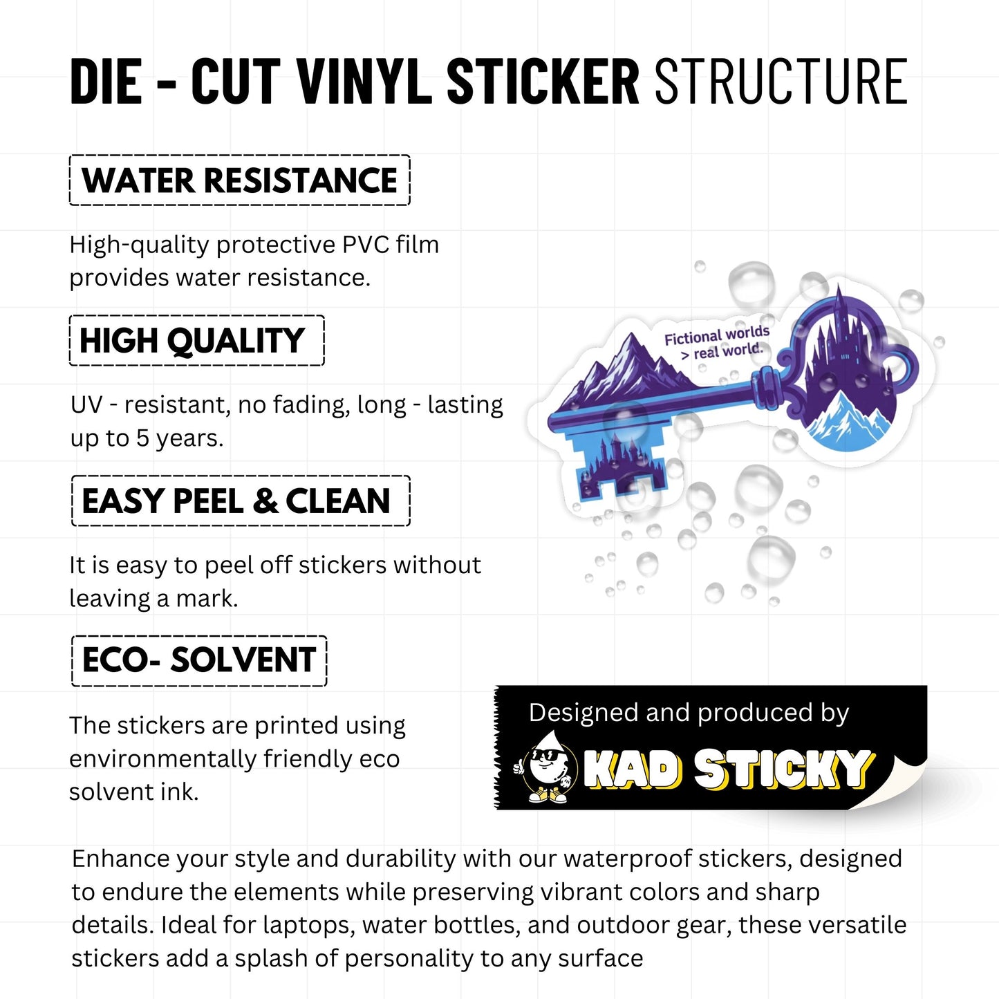 Fictional Worlds Sticker - Surreal Castle Key Book Lover Decal