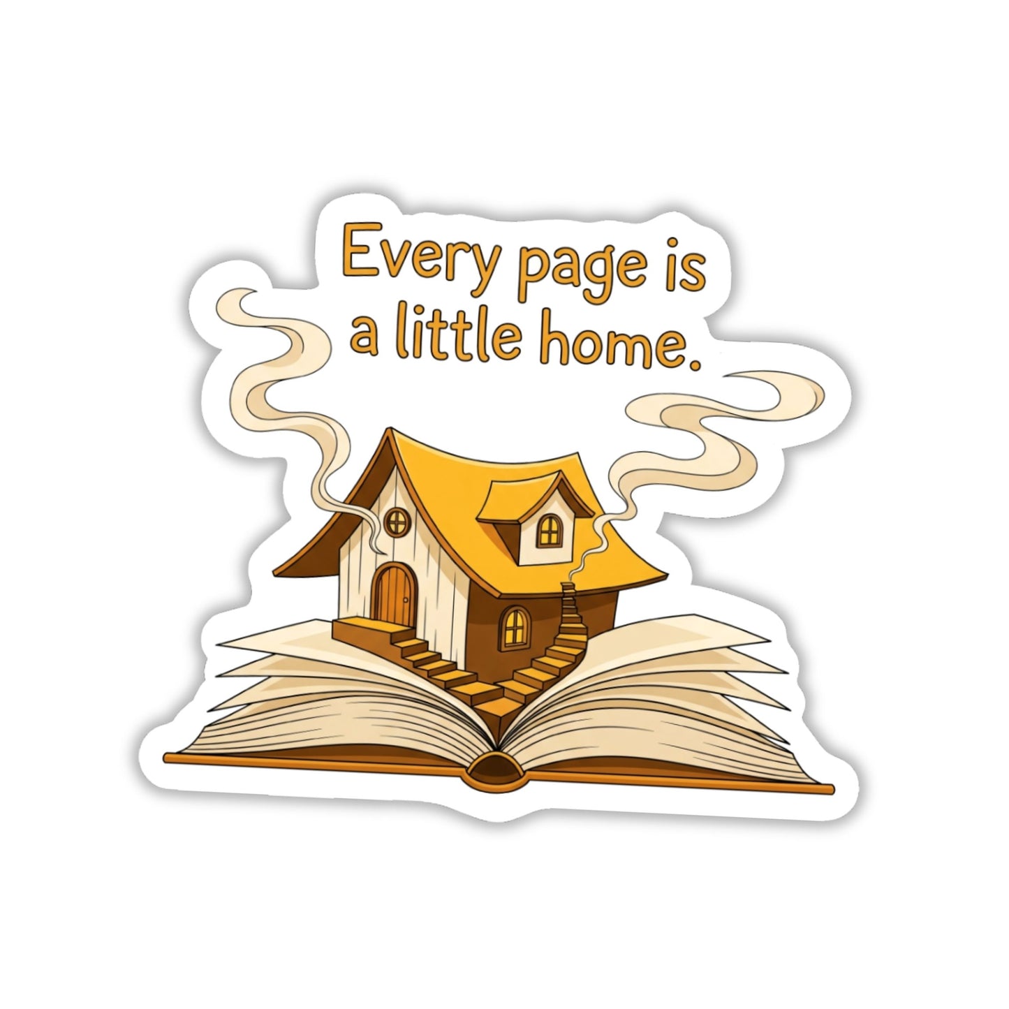 Bookish Sticker - Every Page is a Little Home - Whimsical Vinyl Decal