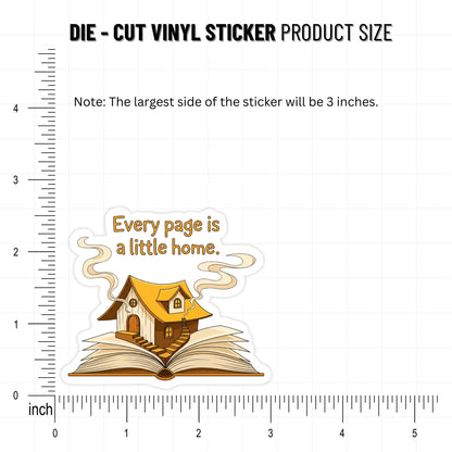 Bookish Sticker - Every Page is a Little Home - Whimsical Vinyl Decal