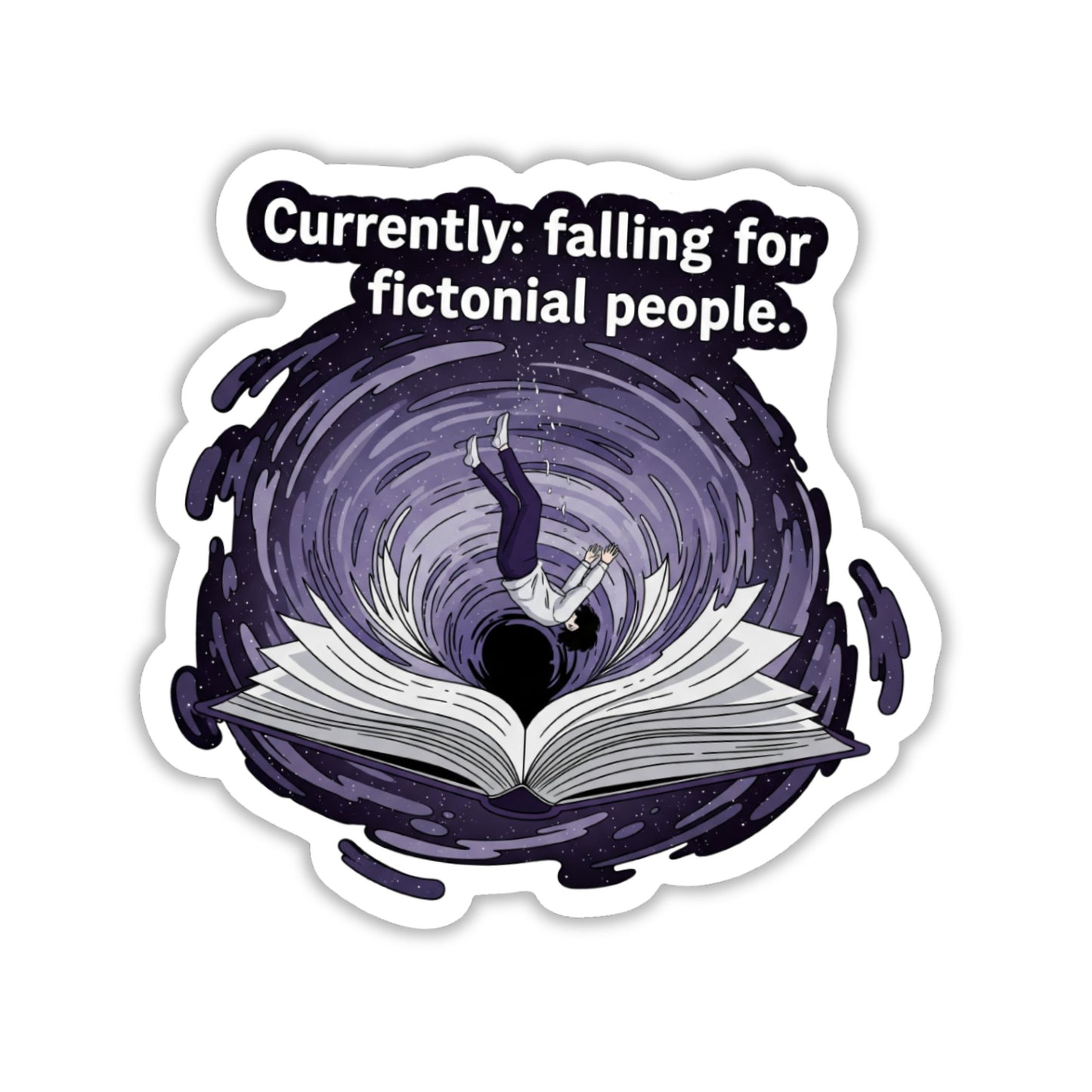 Falling for Fictional Characters Sticker - Bookish Surrealist Decal