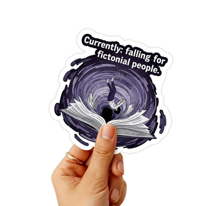 Falling for Fictional Characters Sticker - Bookish Surrealist Decal
