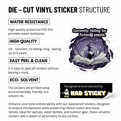 Falling for Fictional Characters Sticker - Bookish Surrealist Decal