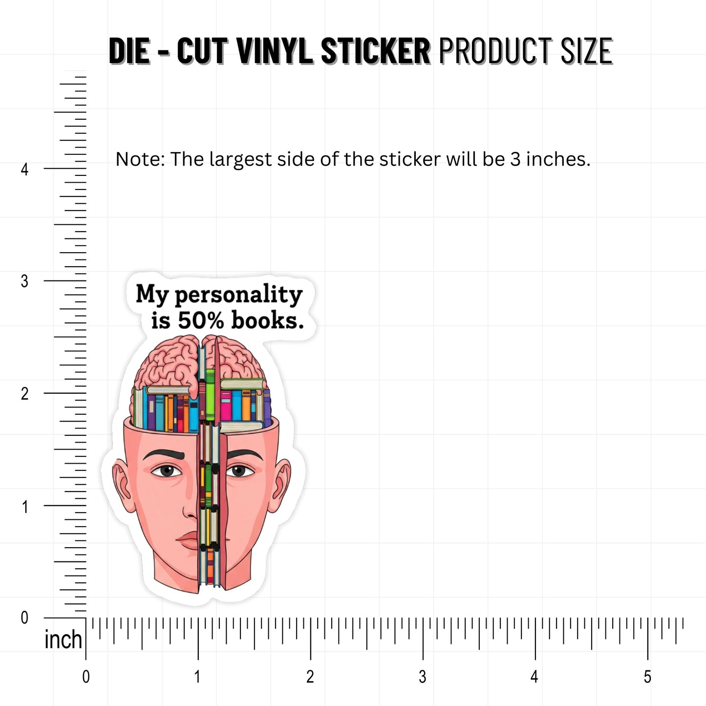 Book Lover Sticker - My Personality Is 50% Books Weirdcore Decal