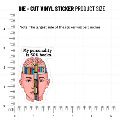 Book Lover Sticker - My Personality Is 50% Books Weirdcore Decal