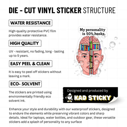 Book Lover Sticker - My Personality Is 50% Books Weirdcore Decal