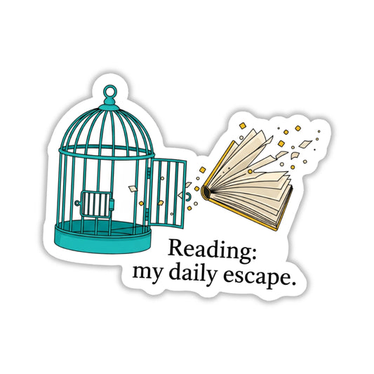 Reading Escape Sticker - Bookish Birdcage Vinyl Decal