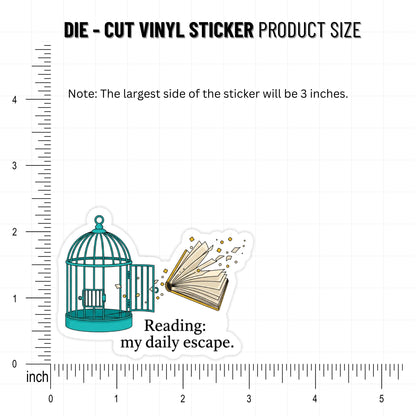 Reading Escape Sticker - Bookish Birdcage Vinyl Decal