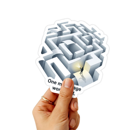 One More Page Maze Book Lover Sticker - Surrealist Literary Decor