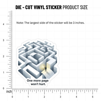 One More Page Maze Book Lover Sticker - Surrealist Literary Decor