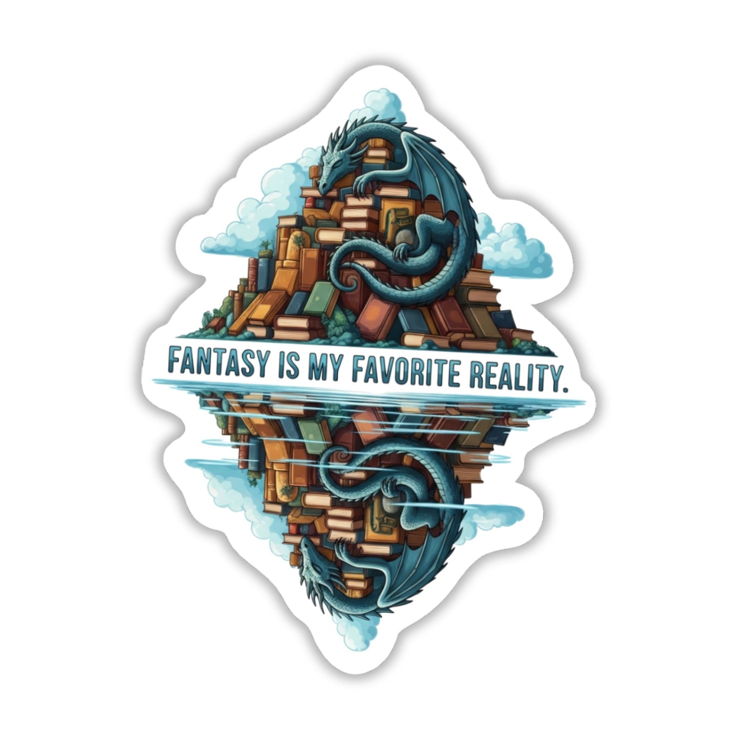 Fantasy Reader Sticker - Ethereal Dragon Reflection Glossy Vinyl