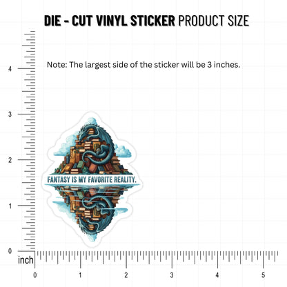 Fantasy Reader Sticker - Ethereal Dragon Reflection Glossy Vinyl