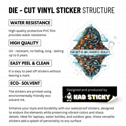 Fantasy Reader Sticker - Ethereal Dragon Reflection Glossy Vinyl