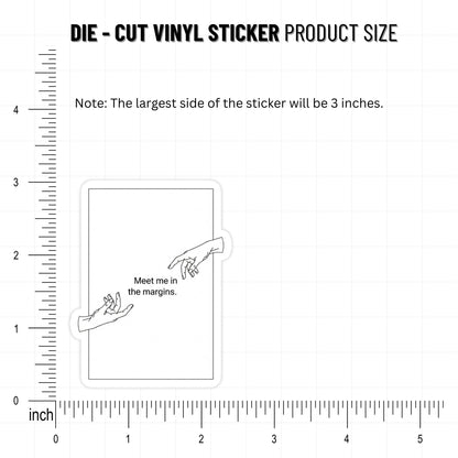 Meet Me in the Margins Bookish Sticker - Minimalist Poetic Vinyl